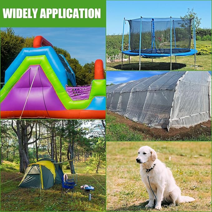 Lasnten 6 Pcs 30 Inch Heavy Duty Ground Anchor Spiral Blade Earth Anchor Kit Metal Anchor Hook Beach Sand Stakes Camping for Securing Animals, Shelters, Tents, Canopies (Light Green)