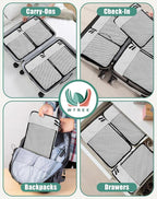 WTREE 4-Piece Packing Cubes Travel Accessories Set for Suitcases - Luggage Organizer Bags with Double Zipper - Mesh Top - Small - Beige