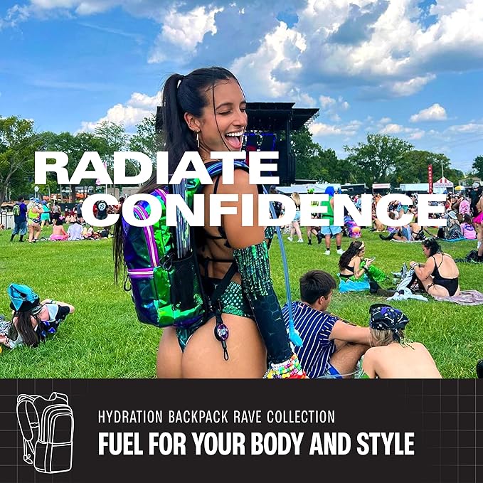 Sojourner Hydration Pack, Hydration Backpack - Water Backpack with 2l Hydration Bladder, Festival Essential - Rave Hydration Pack Hydropack Hydro for Hiking, Running, Biking, Festival Gear