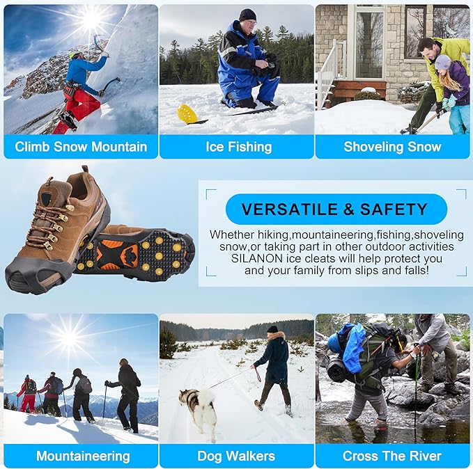 Ice Snow Cleats for Shoes and Boots,Walk Traction Cleats Crampons Anti Slip 11 Studs Ice Snow Grippers Over Shoe for Men Women Walking on Snow Ice
