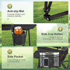 LET'S CAMP Oversized Camping Chairs 29.52" High Back Heavy Duty Lawn Chair Support 500LBS, Portable Collapsible Chair with Cup Holder, Side Pocket(Black)