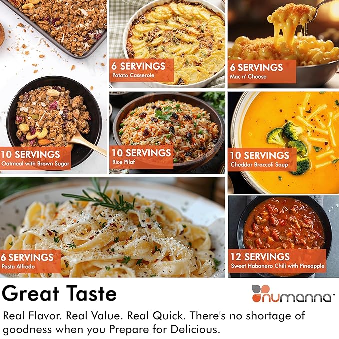 Numanna Family Pack Bucket 1,728 Servings 12-Months Emergency Meal Kit | Easy-to-Prepare, Non-GMO Freeze-Dried Survival Food | Everyday Meals in Resealable Pouches | Made in USA | 25+ Year Shelf Life