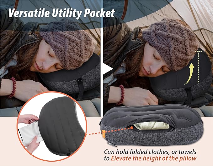 TREKOLOGY Ultralight Inflatable Camping Pillow - Compact & Comfortable Blow Up Pillow for Backpacking, Hiking, and Travel - Quick & Easy to Inflate and Deflate Camper Pillow - Aluft Plus
