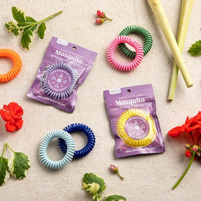 SoulSation 100 Pack Mosquito Repellent Bracelets, DEET-Free for Kids & Adults, Individually Wrapped Bands