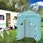 EAGLE PEAK Flex Ultra Compact 5x5 Pop-up Canopy, Sun Shelter, Changing Room, Portable Privacy Tent for Pool, Fashion Photoshoots, or Camping, White/Light Blue