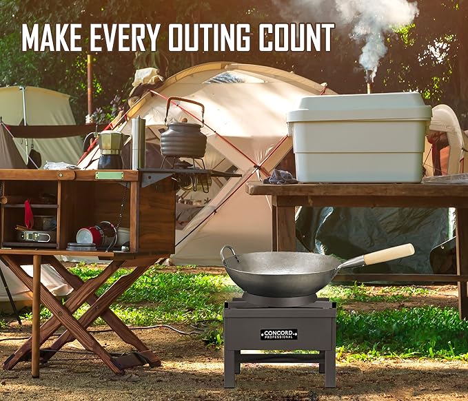 Concord Professional Single Cyclone Wok Burner with Stand. Up to 100,000 BTU. Great for Home Brewing, Wok Stir Fry, Turkey, Etc. (13")