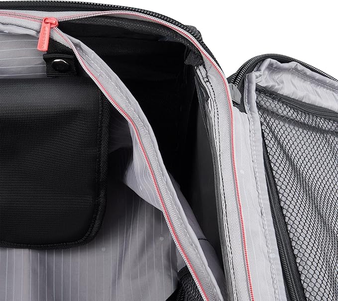 DELSEY PARIS Helium DLX Softside Expandable Luggage with Spinner Wheels, Black, Checked-Medium 25 Inch