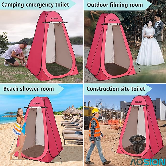 AOSION Privacy Shower Tent,Pop Up Changing Tent,Camp Bathroom Changing Dressing Room,Sun Sunshade Canopy Outdoor Rain Shelter for Camping Hiking Beach Picnic Fishing. (Pink)