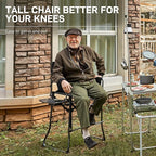 EVER ADVANCED 2 Piece Portable 30.7" Seat Height Tall Folding Camping Chair Directors Chair High with Side Table for Makeup Artist, Sports Event, Craft Show, Supports 350LBS Black Grey