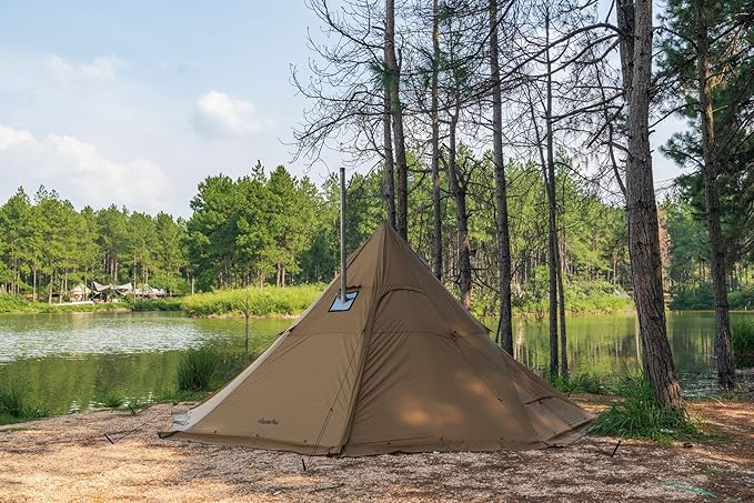 FireHiking Camping Hot Tent 4-8 Person Tipi Tent with Stove Jack for Bushcraft, Cooking and Heating