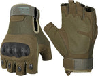 KEMIMOTO Fingerless Tactical Gloves for Men, Motorcycle Gloves for Outdoor Work Sports, Fingerless Cycling Gloves for Hunting Hiking Camping