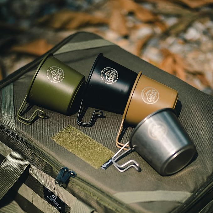 2pcs Stainless Steel Camping Sierra Cup 350ml, Olive-green