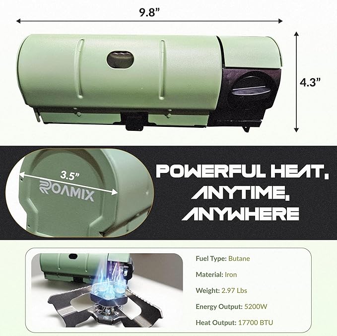 Roamix 17,700 BTU Foldable Butane Camping Stove – 5,200W Portable Gas Burner with Carrying Bag for Outdoor Cooking, Backpacking & Emergency Use