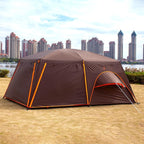 KTT Large Family Cabin Tent 10-12 Person,14.1X10X6.58ft,2 Rooms,3 Storage Pockets,2 Bay-Windows 3 Doors and 3 Windows with Mesh,Straight Wall,Waterproof,Double Layer,Big Tent for Outdoor,Camping