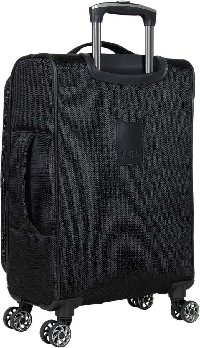 Kenneth Cole REACTION Rugged Roamer Lightweight Softside Expandable 8-Wheel Spinner Luggage, Black, 20-Inch Carry-On