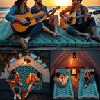 Double Sleeping Pad with Pillow, Self Inflating Extra-Thick, Ultralight Sleeping Mat, Built-in Pump, Ultimate for Camping, Hiking, Traveling, Airpad, Carry Bag, Compact & Lightweight Air Mattress