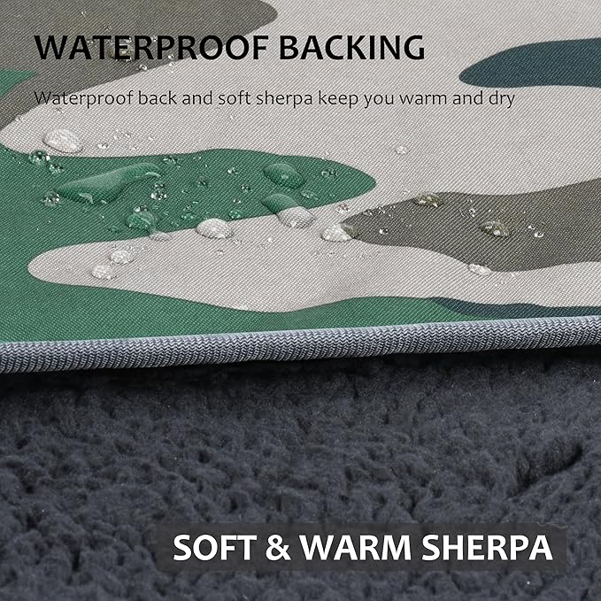 Tirrinia Large Waterproof Outdoor Blanket, Soft Warm Windproof Stadium Blanket with Sherpa Fleece and Foldable for Outdoor Sport, Baseball, Football, Beach, Concerts, Car