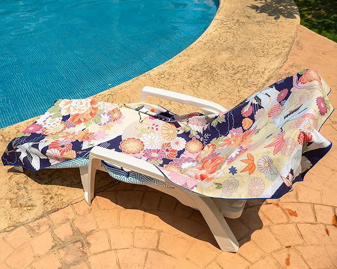 Quick Dry Towel Extra Large 78x35 Inch - Microfiber Beach Towel - Perfect for Beach, Travel, Swimming, Pool, Yoga, Hiking, Camping - Lightweight, Fast Drying, Compact for Adults (Kimono Gold)