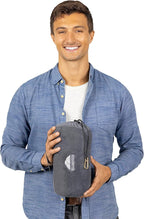 BlueHills Travel Blanket Pillow Rolled Premium Soft Plush Airplane Throw Traveling Essentials Compact in a Bag 70 X 48 inches for Long Plane Flight Portable Lightweight Grey Gray R01