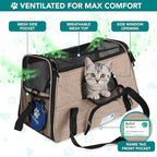 PetAmi Airline Approved Pet Carrier for Cats & Small Dogs, Soft Sided TSA Travel Carrier Bag with Sherpa Bed, Breathable Mesh Ventilation, Collapsible Bowl, Up to 18 lbs, Small Heather Taupe