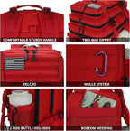 Sparklekle Military Tactical Backpack 45L 3 Day Assault Pack Waterproof Molle Hiking Rucksack for Men&Women (Red)