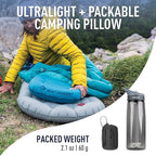 Sea to Summit Aeros Ultralight Inflatable Camping and Travel Pillow, Regular (14.2 x 10.2) Grey