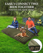 Inflatable Sleeping Pad for Camping, Extra-Thick 4.75" Single Air Mattress with Soft Velvet Top, Machine Washable, Family Lightweight 4-Season Pad for Traveling & Hiking, Green