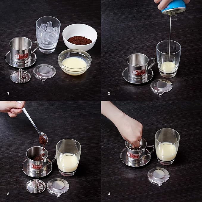 Vietnamese Coffee Filter Maker Press. Screw Down Phin Made in Vietnam. Authentic (1, Medium (8 oz))