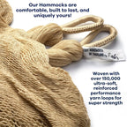 Handwoven Hammock by Yellow Leaf Hammocks - Family Size, Fits 2+ PPL, 550lb max - Weathersafe, Super Strong, Easy to Hang, Ultra Soft, Artisan Made - Color: Natural Khaki