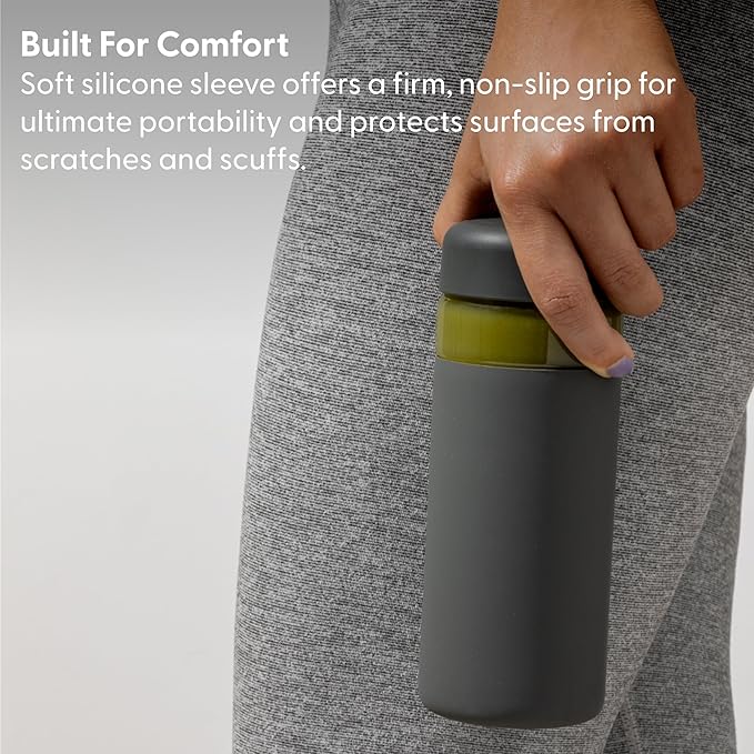 W&P Porter Glass Wide Mouth Bottle w/ Protective Silicone Sleeve | Blush 16 Ounces | On-the-Go | Reusable Bottle | Portable and Lightweight | Dishwasher Safe