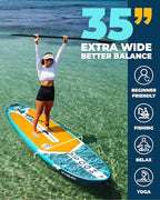 MOUSA 10‘8/11'×35" Extra Wide Inflatable Stand Up Paddle Board, Stable Paddleboard SUP for 2 People/Family, Anti-Slip Full EVA Deck, 3 Handles, 100L Backpack, All-Round Sup Board, Big Fin