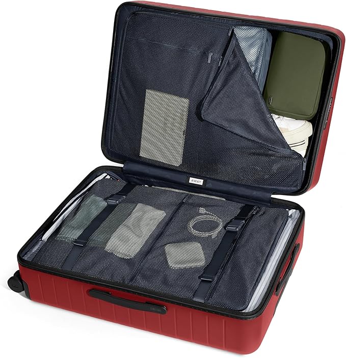 Away Large Checked Luggage, 29 Inch Hardside Suitcase with Spinner Wheels, Lightweight & Durable, TSA Lock, Tango Red