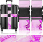 Slohif Luggage Straps for Suitcases Travel Belt Accessories Luggage Connector Identifiers Over Handle with Buckle Unique Nylon Adjustable Strap for Sleeping Bag Car Seat Deep Purple Marble (2 Pack)