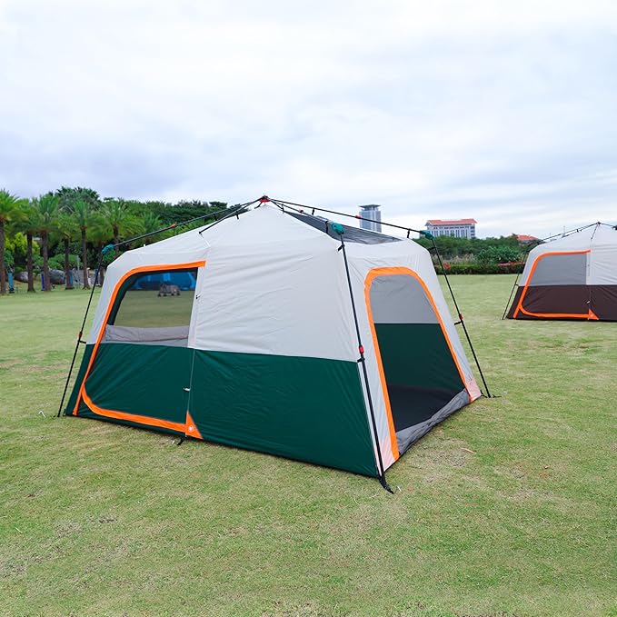 KTT Instant Tent 6 Person(B),Large Family Cabin Tents,Automatic Tent Build Quickly in 60S,2 Rooms,2 Top Windows,3 Doors and 3 Windows with Mesh,Waterproof,Big Tents for Outdoor,Picnic,Camping.