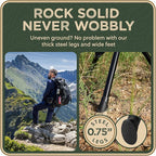 Foldable Tripod Stool - Ultra Portable Seat for Tall People, 20” High - Hunting Chair & Hidden Zippered Pocket - 2 lb Camping Stool, 3 Legged Strong Steel Stool Holds up to 200 lb (Black)