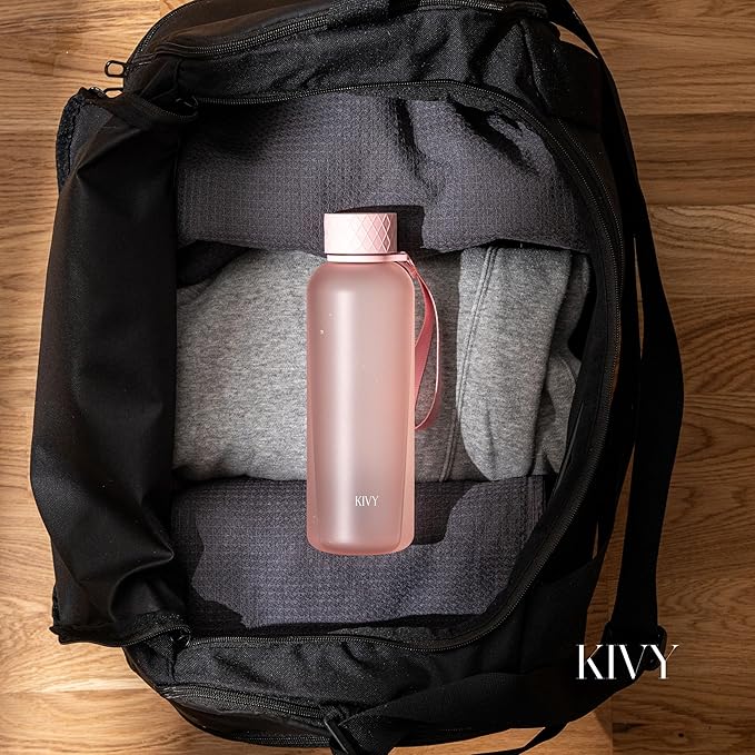 KIVY Slim Water Bottle 22oz [Lightweight & Shatterproof] - Reusable Tritan Water Bottle - Leak Proof Bottle for Women & Men - Water bottle no straw - Dishwasher Safe Water Bottle BPA Free - Pink