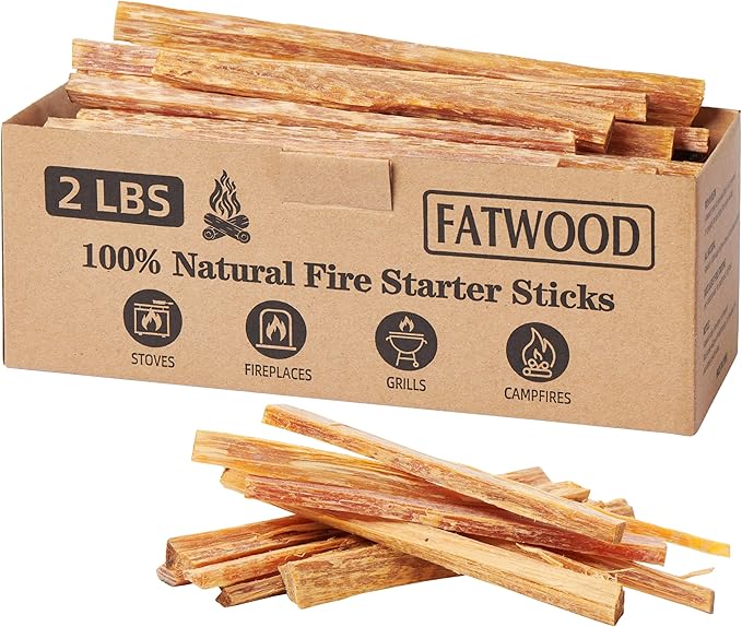 2 lbs Fatwood Fire Starter Sticks, 100% Natural Kindling Firewood Firestarter for Stoves, Pine Wood for Fireplaces, Campfires, Bonfires, Grill