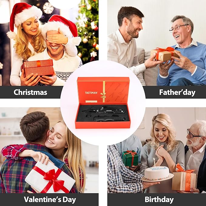 12-in-1 Multitool Hammer with Tactical Knife – Unique Gifts for Men, Dad, Husband – Cool Gadgets for Camping, Hiking, DIY, and Outdoors – Perfect Christmas, Birthday, or Father’s Day Gift