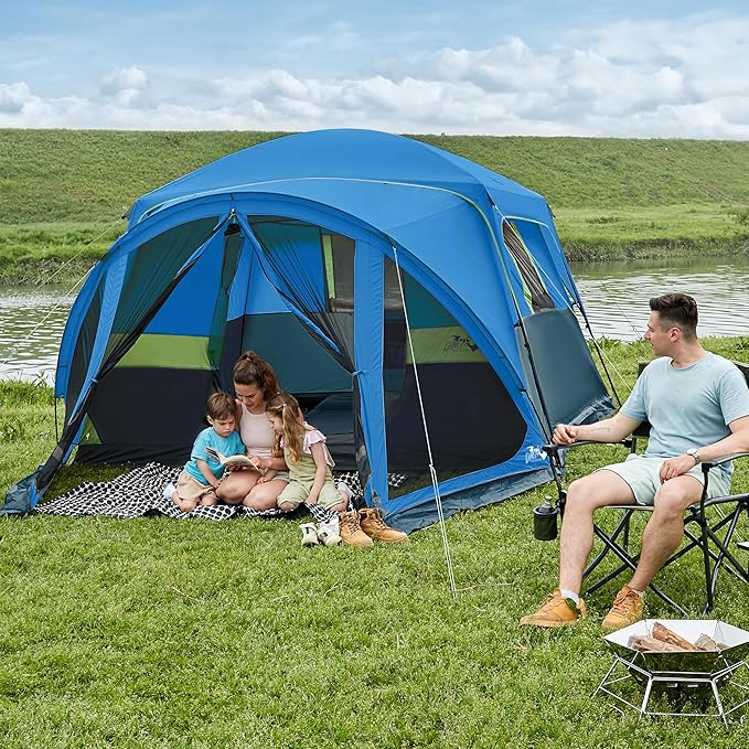 Tents for Camping 6/8/10 Person Camping Tent with Screen Porch, Weatherproof Large Cabin Tent with Rainfly and Carry Bag, Family Tent for Outdoor Camping and Backyard