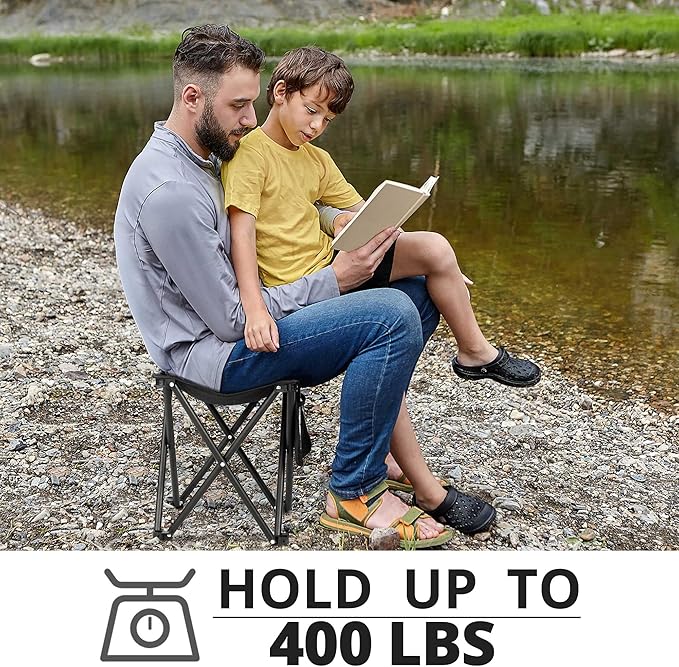 TRIPLE TREE 2 Pack Camping Stool, 13.8 Inch Portable Folding Stool for Outdoor Walking Hiking Fishing 400 LBS Capacity with Carry Bag, Black