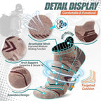 ANTSANG 6 Pairs Merino Wool Ankle Hiking Running Socks Compression Thick Cushion Breathable No Show Socks for Men Women