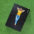 Camping Blanket, 2-in-1 Wearable Puffy Camping Blanket with Hood & Snap Buttons Waterproof Lightweight Travel Blanket Converts to Pillow for Backpacking, Beach, Picnics, Stadium (Black)