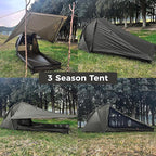 Onewind Ultralight One Person Tent, Single Person Fishing Tent with Rainfly Poles Easy Setup for 3 Season Camping Hiking Backpacking