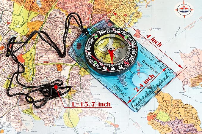 TurnOnSport Orienteering Compass - Advanced Scout Compass for Hiking, Camping, and Backpacking - Best Survival Gifts for Kids