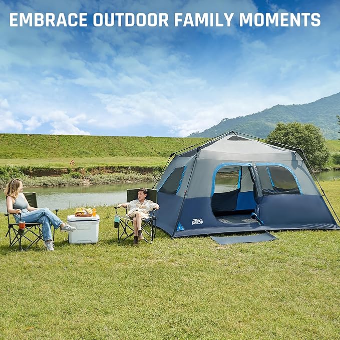 8 Person Instant Cabin Tent, Easy 60 Second Setup Family Tents for Camping, Pop up Camping Tent, Large Waterproof Tents for Outdoor Camping, Spacious Interior, Upgraded Ventilation