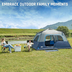 8 Person Instant Cabin Tent, Easy 60 Second Setup Family Tents for Camping, Pop up Camping Tent, Large Waterproof Tents for Outdoor Camping, Spacious Interior, Upgraded Ventilation