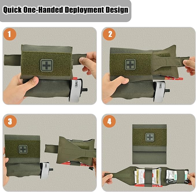 2-in-1 Micro Med Kit Med Pouch Tactical Mini First Aid Pouch Empty Small IFAK Pouch Compact Med Pouch EDC Bag with Tourniquet Holder |MOLLE Belt IFAK Micro Trauma Kit Pouch