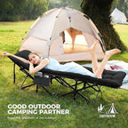 JEAREY Camping Cot for Sleeping 28" Extra Wide, Heavy-Duty 1200D Oxford Foliding Cots for Adults Portable with Mattress, Carry Bag for Guest, Travel, Hiking, Black