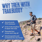 TrailBuddy Trekking Poles – Lightweight 7075 Aluminum Hiking Poles for Women, Men & Seniors – Collapsible Walking Sticks for Travel, Trails & Balance