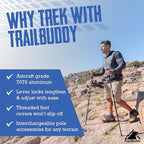 TrailBuddy Trekking Poles – Lightweight 7075 Aluminum Hiking Poles for Women, Men & Seniors – Collapsible Walking Sticks for Travel, Trails & Balance